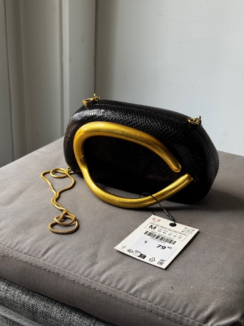 Zara Black Leather Clutch/Handbag
